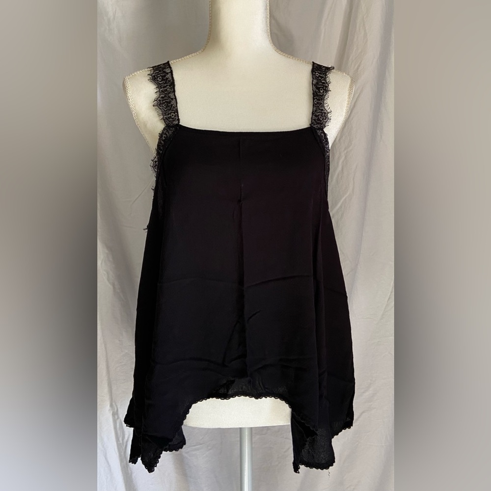 Free People Black Tank with Lace Straps XS